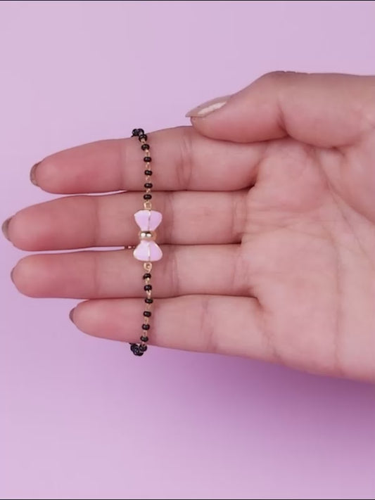 Golden Pink Bow Infant Bracelet (0-18 months)