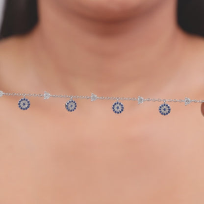 Silver Azure Evil Eye Bracelet