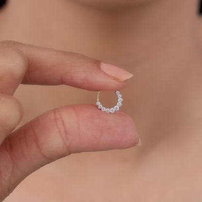 Gold Triangular Charm Lab Grown Diamond Nose Ring