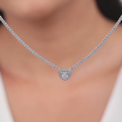 Silver Solitaire Love Necklace