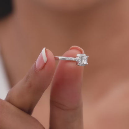 Silver Zircon Squared Beauty Ring