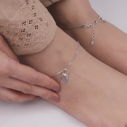 Oxidised Silver Wing Anklet