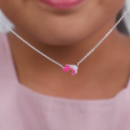 Silver Heart Wings Kids Necklace