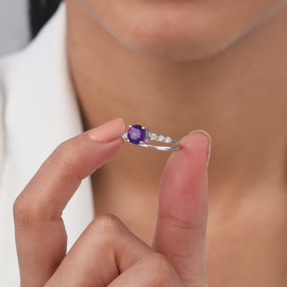 Silver Amethyst Spark Ring