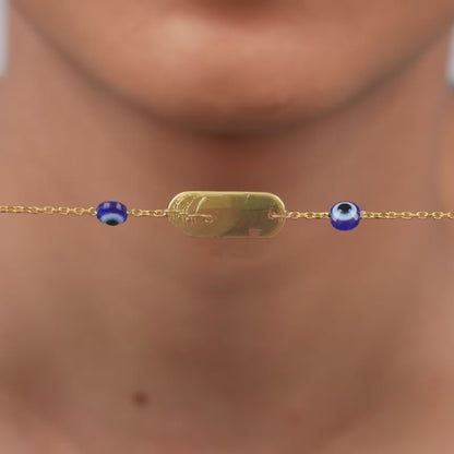 Golden Personalised Evil Eye Name Bracelet