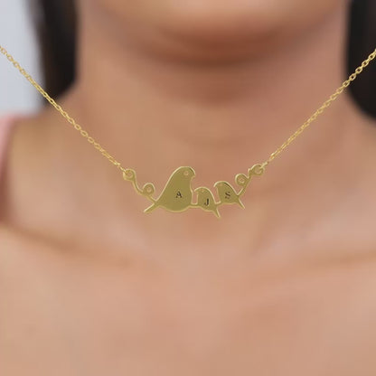 Golden Personalised Birdie Initial Necklace