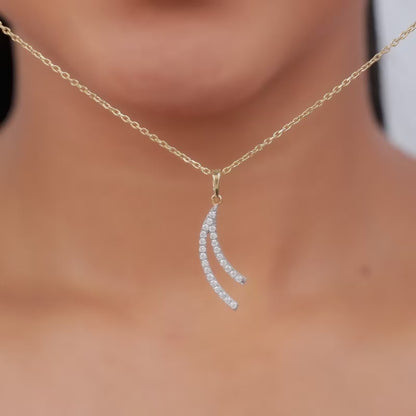 Gold Wave Layers Lab Grown Diamond Pendant