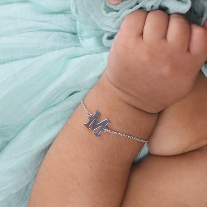 Silver Personalised Initial Kids Bracelet (0 - 2 Years)