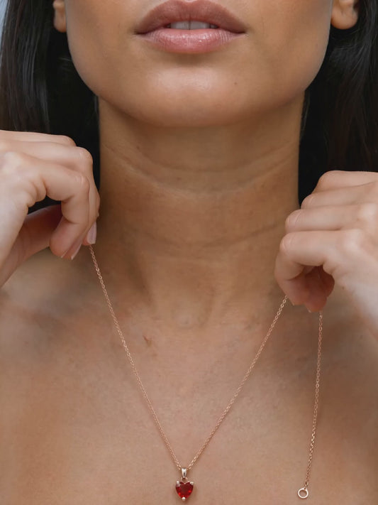 Rose Gold Loving in Red Pendant With Link Chain