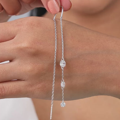 Silver Sparkling Sui Dhaga Earrings