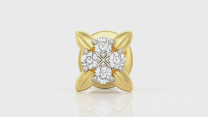 Gold Floral Beauty Diamond Stud Earrings