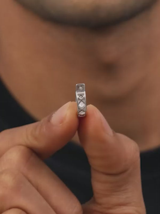 Silver Ice Hoop Earring For Him