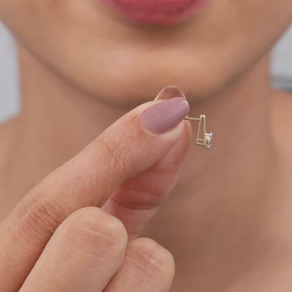 Gold V-Edge Lab Grown Diamond Earrings