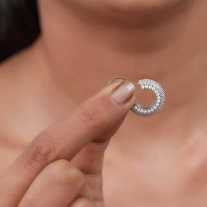 Silver Tribal J Hoop Earrings