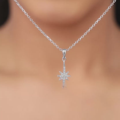 Silver A Star Pendant With Link Chain