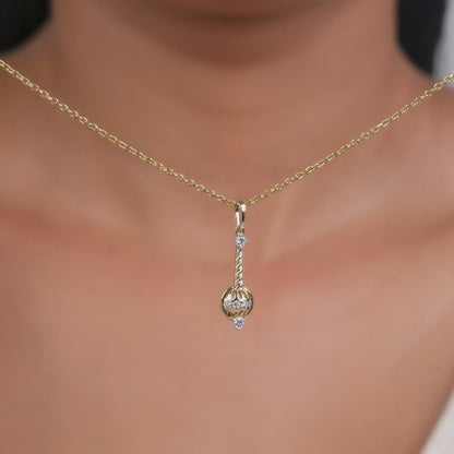 Gold Vajra Gada Lab Grown Diamond Pendant