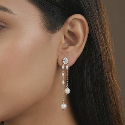 Golden Lovely Pearl Dangler Earrings