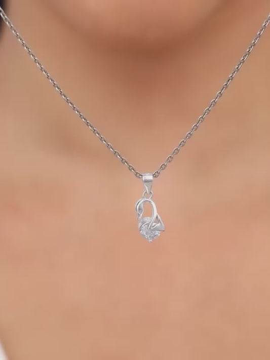 Silver Mini Swan Pendant with Link Chain