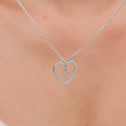 Silver Personalised Heart of Initial Pendant