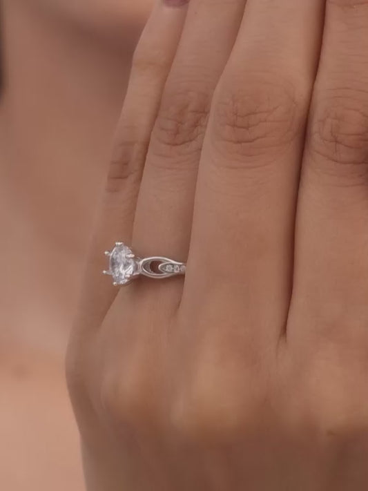Silver Zircon Sparkling Loop Ring