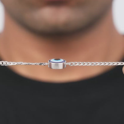 Silver Evil Eye Style Bracelet For Him