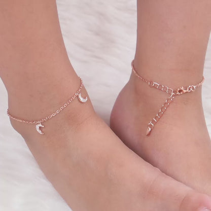 Rose Gold Crescent Kids Anklet (1-5 Years)