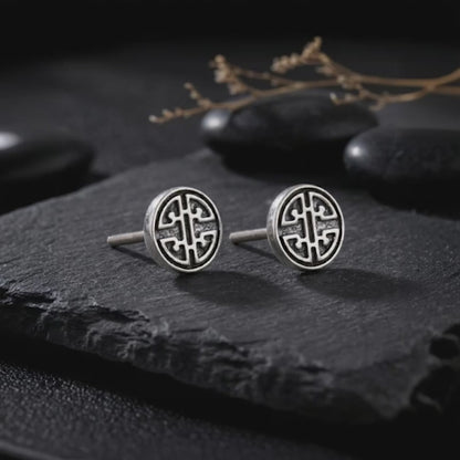 Oxidised Zen Circle Stud For Him