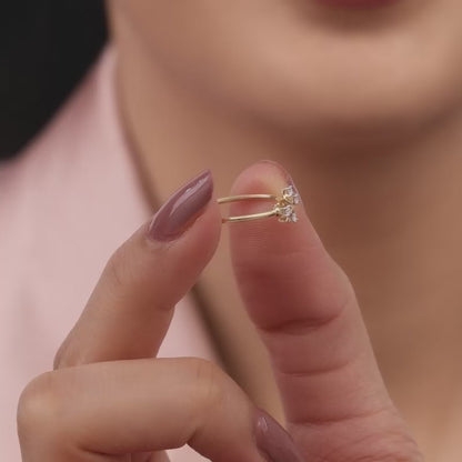 Gold Half Moon Diamond Ring