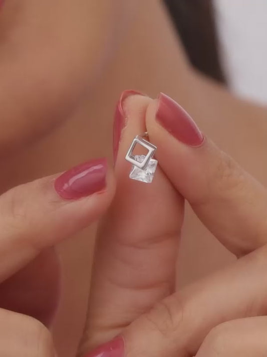 Silver Quadrangle Earrings