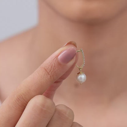 Gold Pearly Perfect Lab Grown Diamond Earrings