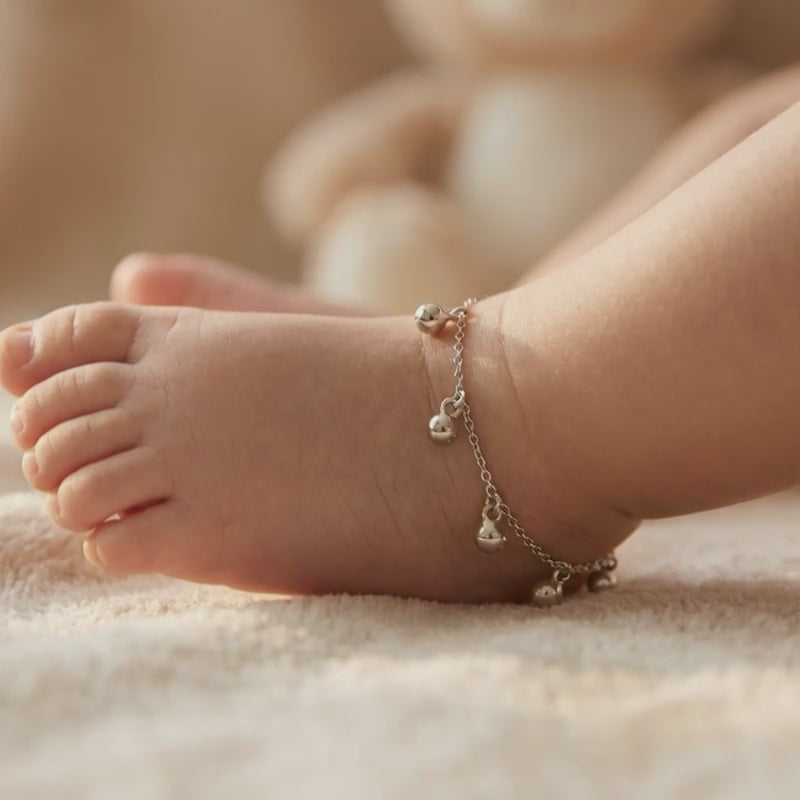 Silver Sol Circle Kids Anklets (0 - 1 Years)