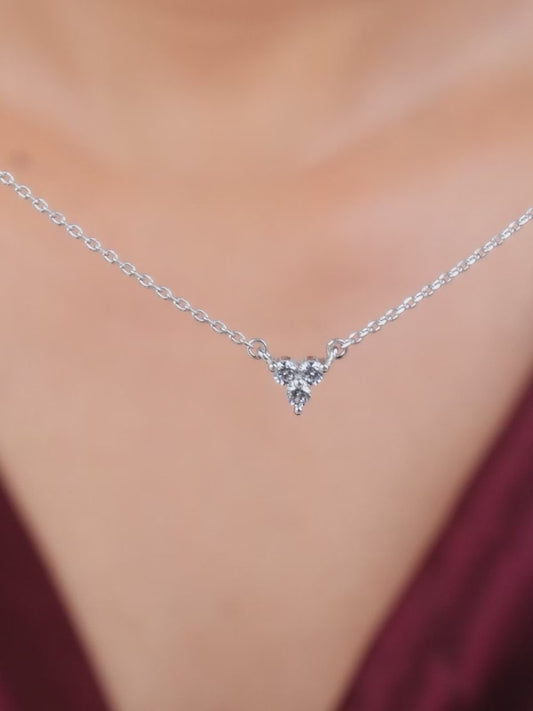 Silver Clover Crystal Necklace