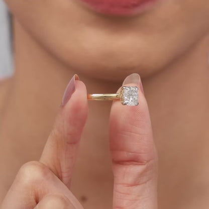 Gold Princess-cut Solitaire Lab Grown Diamond Ring