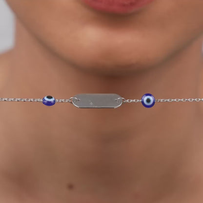 Silver Personalised Evil Eye Name Bracelet