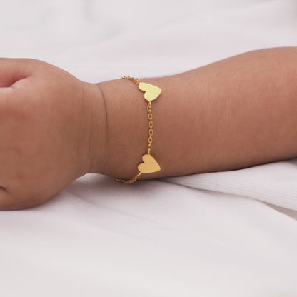 Golden Triple Heartbeat Kids Bracelet (0 - 2 Years)