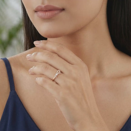 Rose Gold Sparkling Knotted Ring (Size 11)