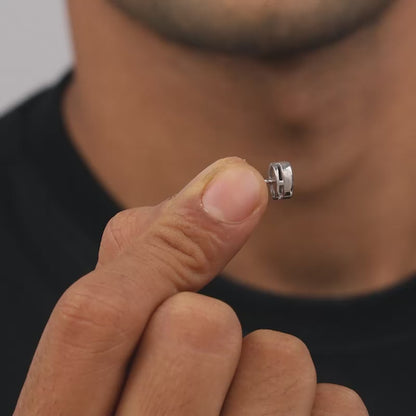 Silver Black Dot Stud For Him