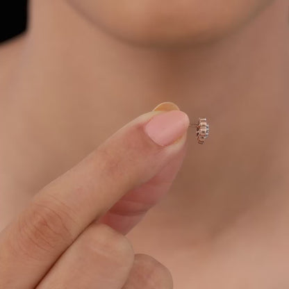 Rose Gold Blooming Cluster Lab Grown Diamond Earrings