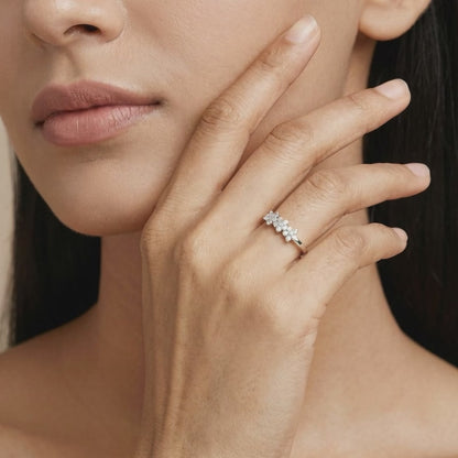 Silver Bloom Cascade Ring