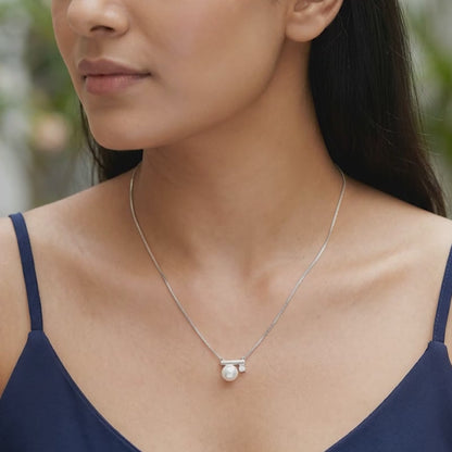 Silver Bar Pearl Necklace