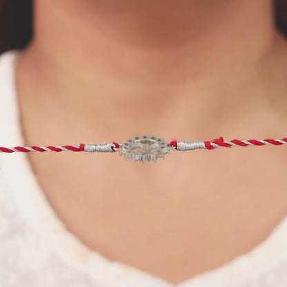 Silver Floret Om Rakhi