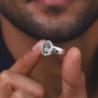 Silver Trishul Ring For Him