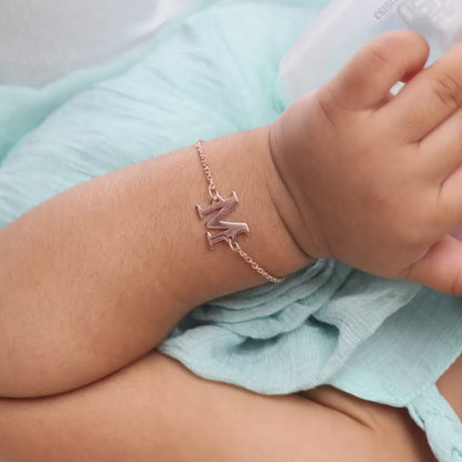 Rose Gold Personalised Initial Kids Bracelet (0 - 2 Years)