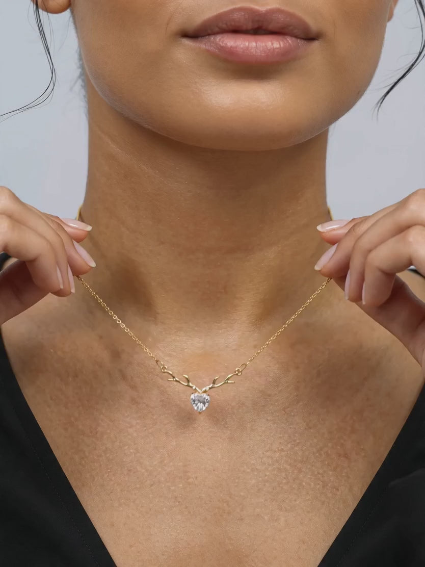 Golden Deer Heart Necklace