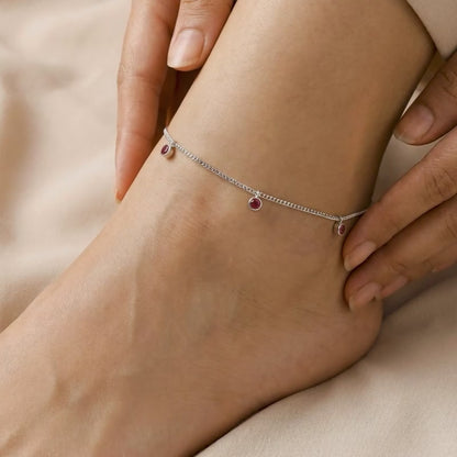 Silver Aura Charm Anklet