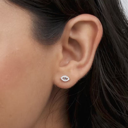 Gold Evil Eye Diamond Earrings