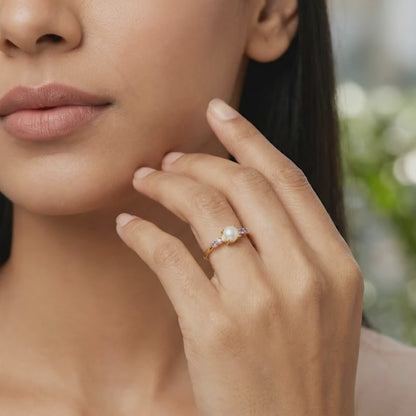 Golden Carroll Pearl Ring (Size 12)