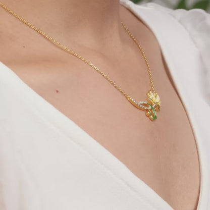 Golden Brilliant Brahma Kamal Necklace