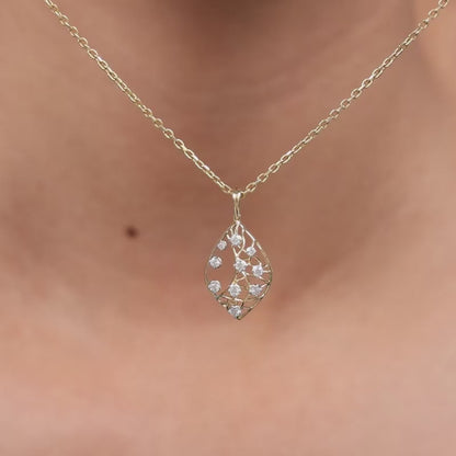 Gold Leafy Glam Lab Grown Diamond Pendant