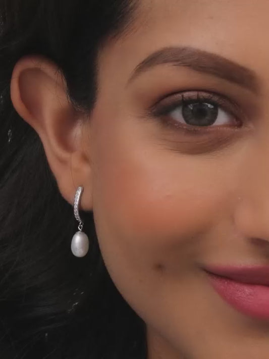 Silver Pearl Drop Earrings